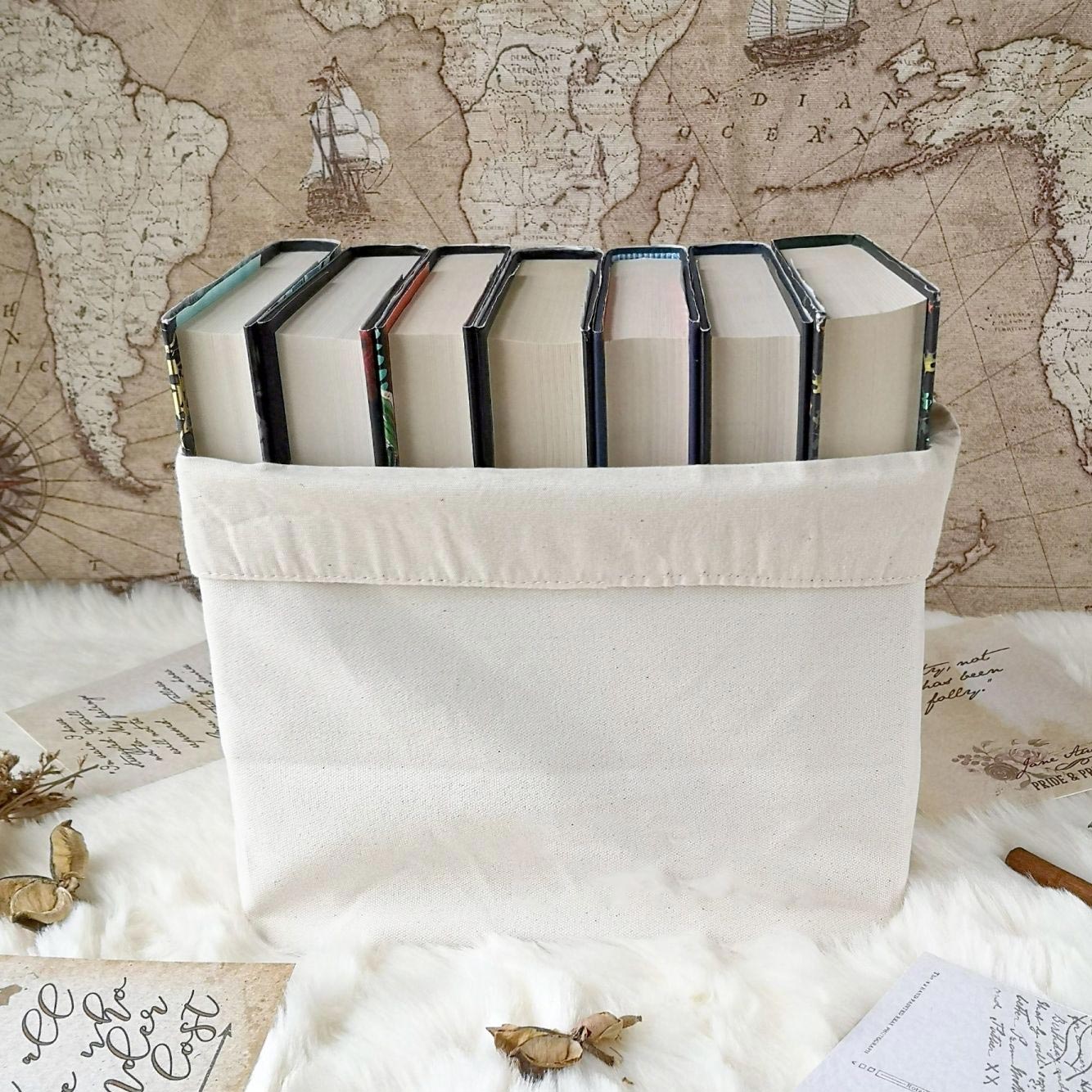 Book Basket / Canvas Organiser - Between The Pages of A Book - Large