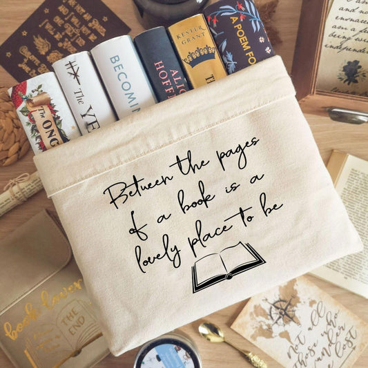 Book Basket / Canvas Organiser - Between The Pages of A Book - Large