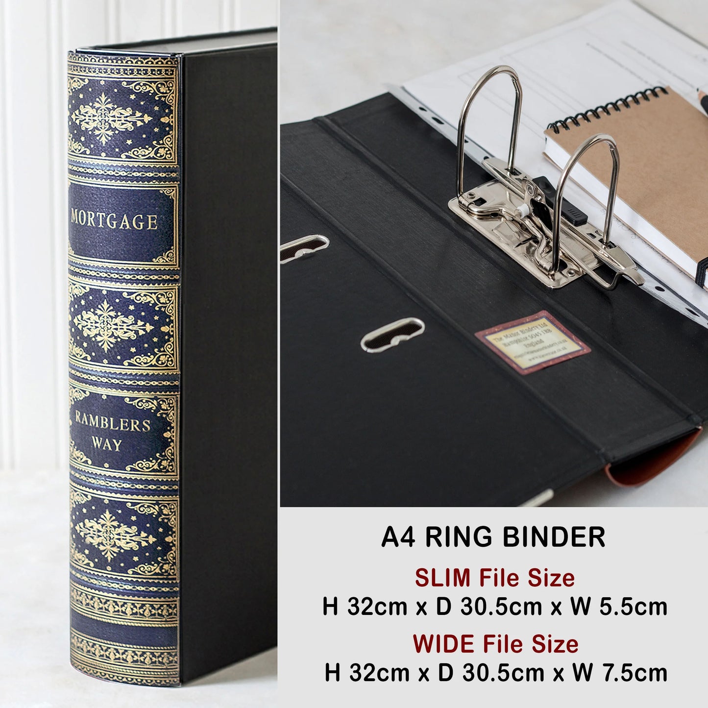 Lever Arch Book File / Ring Binder - Antique - Choose Your Colour & Title