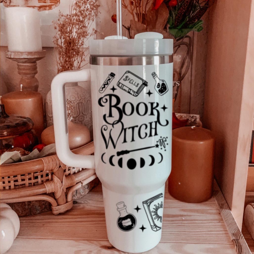 Drinks Tumbler / Flask - Stainless Steel - Book Witch