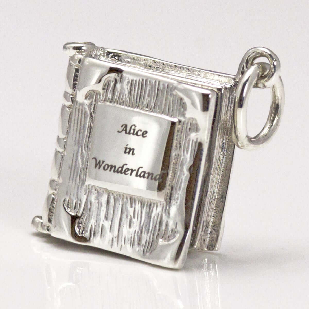 Book Charm Locket / Pendant - Silver - Alice in Wonderland