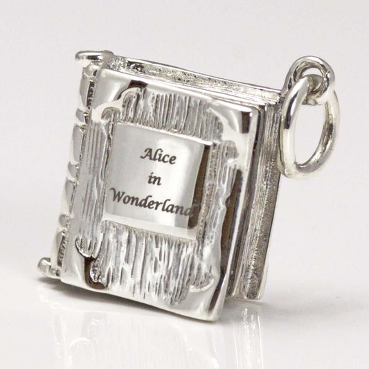 Book Charm Locket / Pendant - Silver - Alice in Wonderland