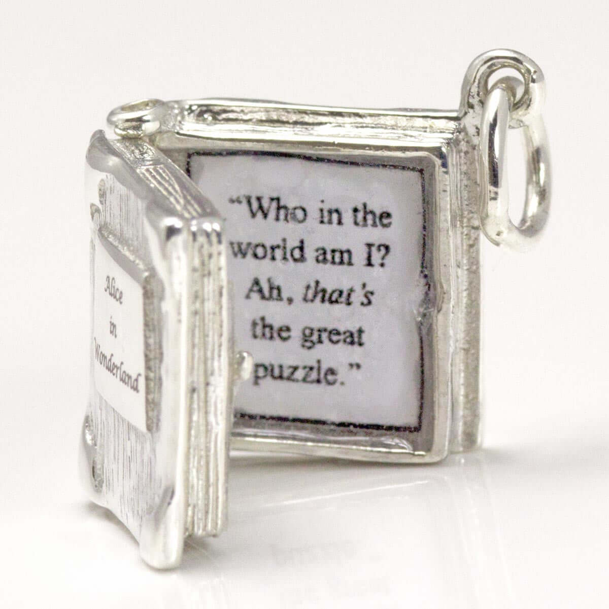 Book Charm Locket / Pendant - Silver - Alice in Wonderland