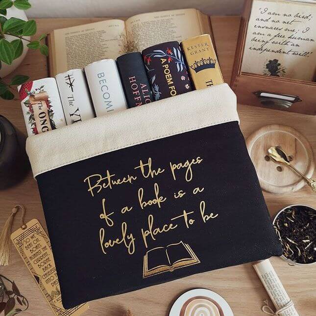 Book Basket / Canvas Organiser - Between The Pages of A Book - Large