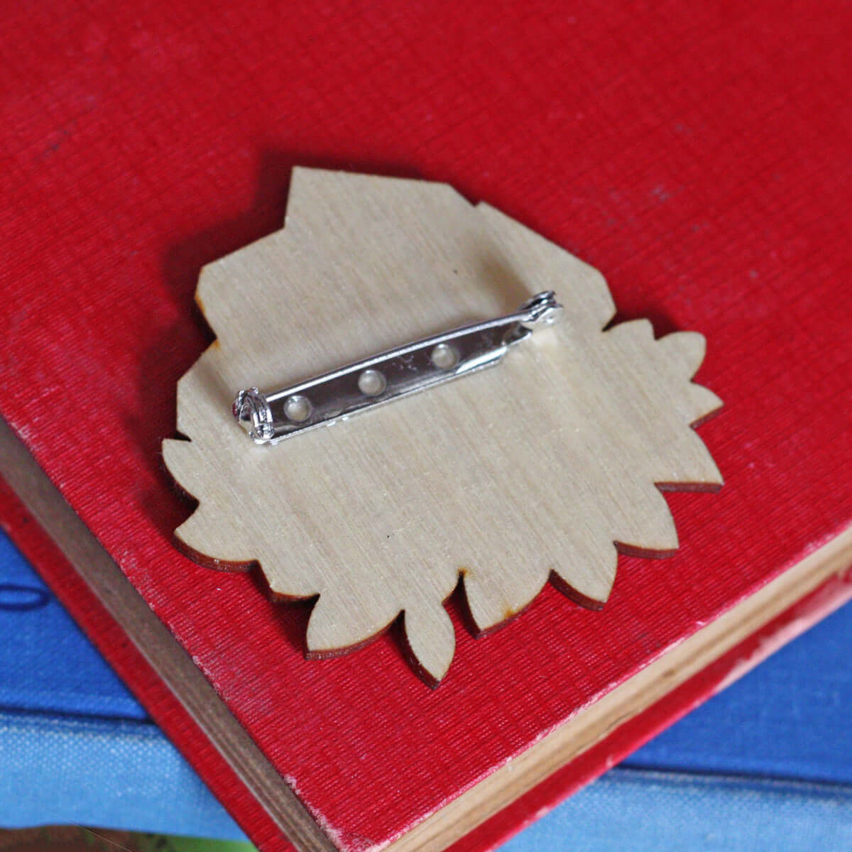 Brooch / Pin / Badge - Book Lover Tattoo - Wooden