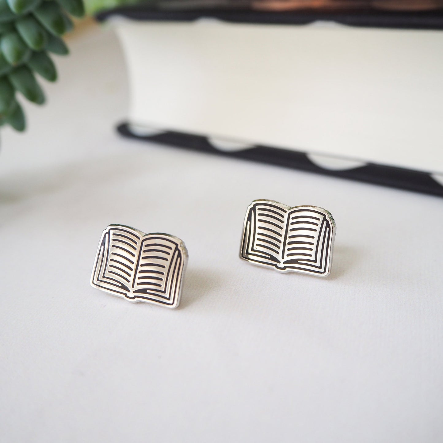 Stud Earrings - Open Books