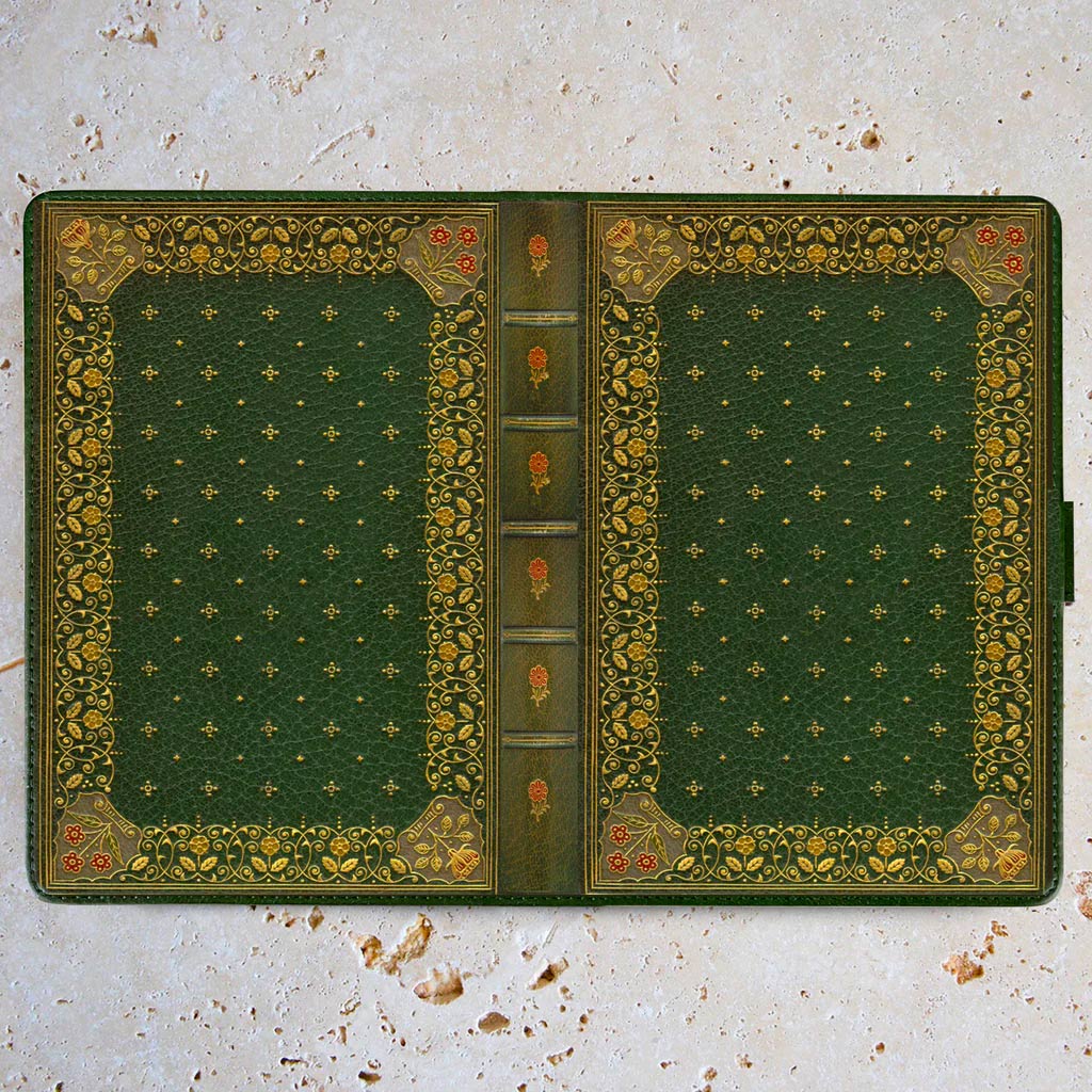 Notebook / Journal - Ornate Olive Green Antique Book - Vegan Leather - Personalised