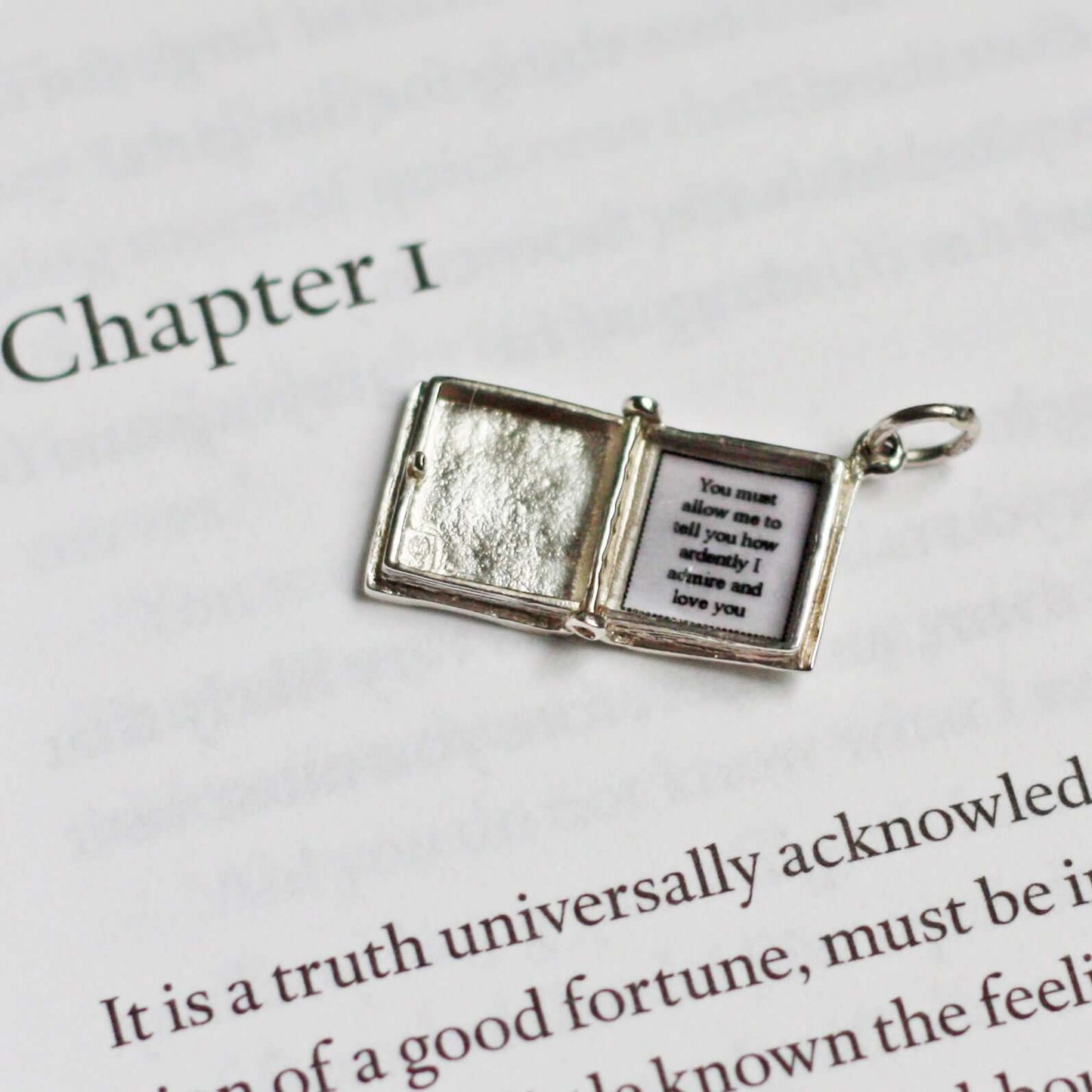 Book Charm Locket / Pendant - Silver - Pride and Prejudice