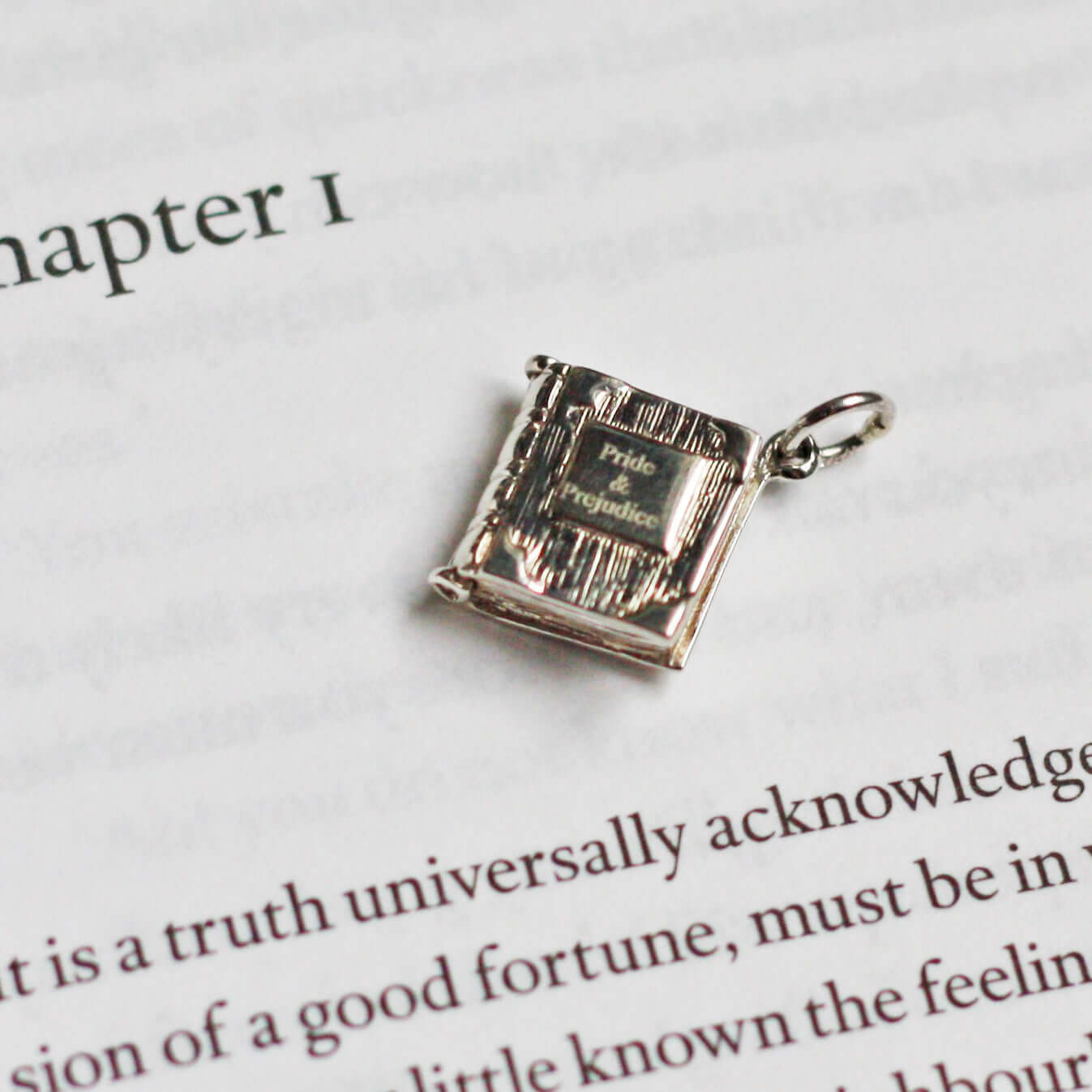 Book Charm Locket / Pendant - Silver - Pride and Prejudice