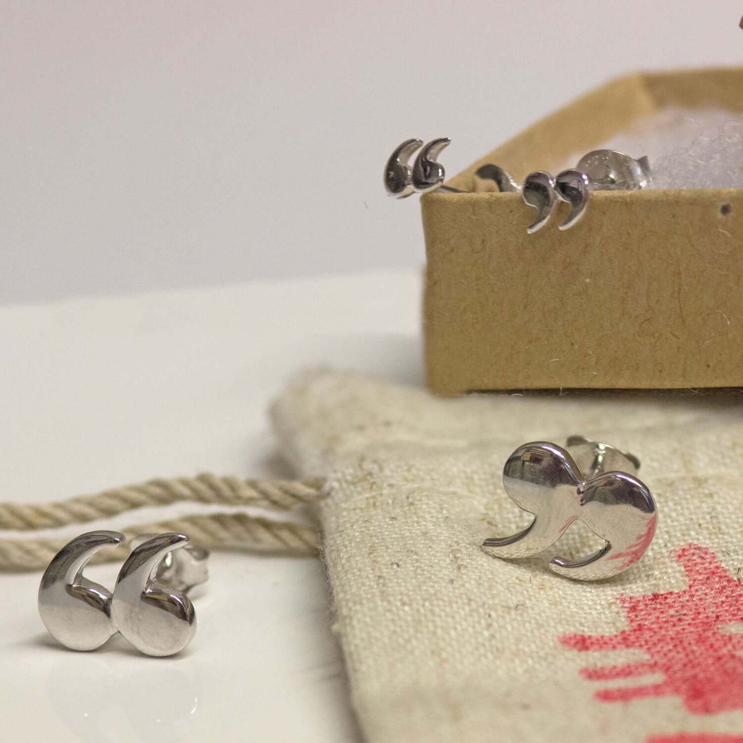 Earrings - Quotation / Speech Marks - Silver - Large