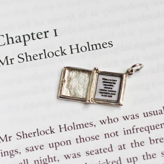 Book Charm Locket / Pendant - Silver - Sherlock Holmes