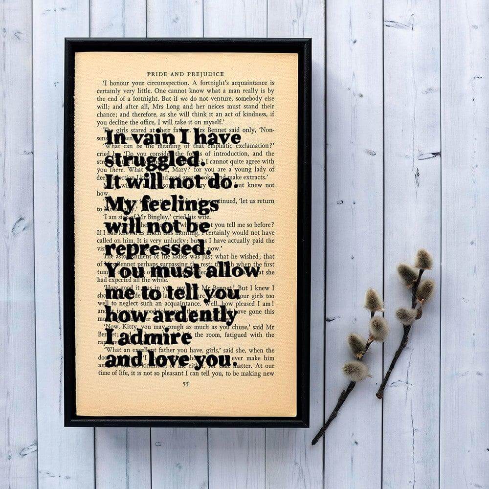 Book Print - In Vain I Have Struggled - Pride & Prejudice - Jane Austen