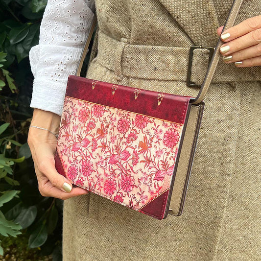 Book Bag - Cross Body - The Poppins - Pink Floral