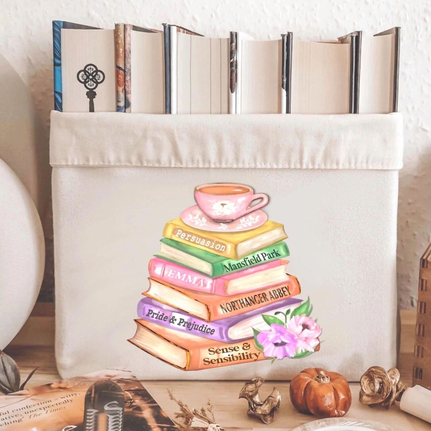 Book Basket / Canvas Organiser - Jane Austen Works