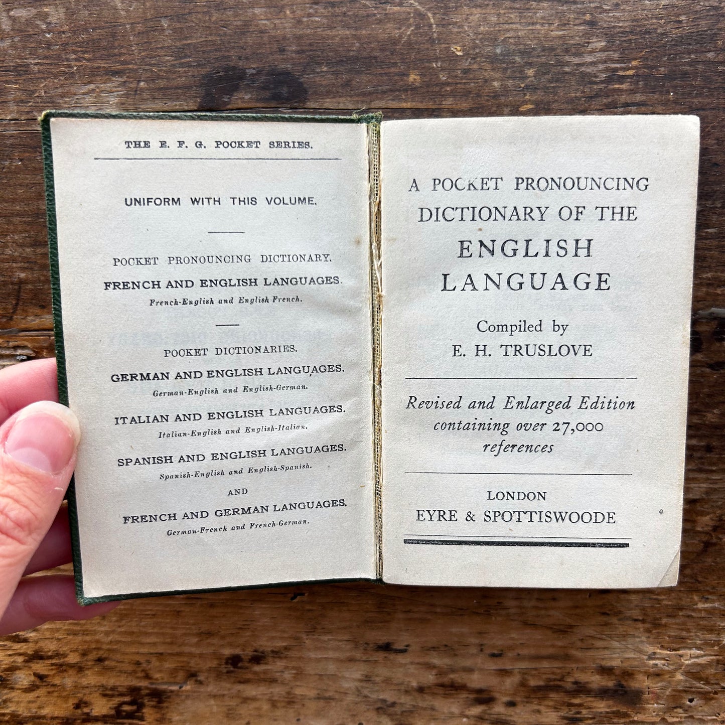 English Dictionary - Pocket Pronouncing - E. F. G. Series - E. H. Truslove - Antique (Preloved)
