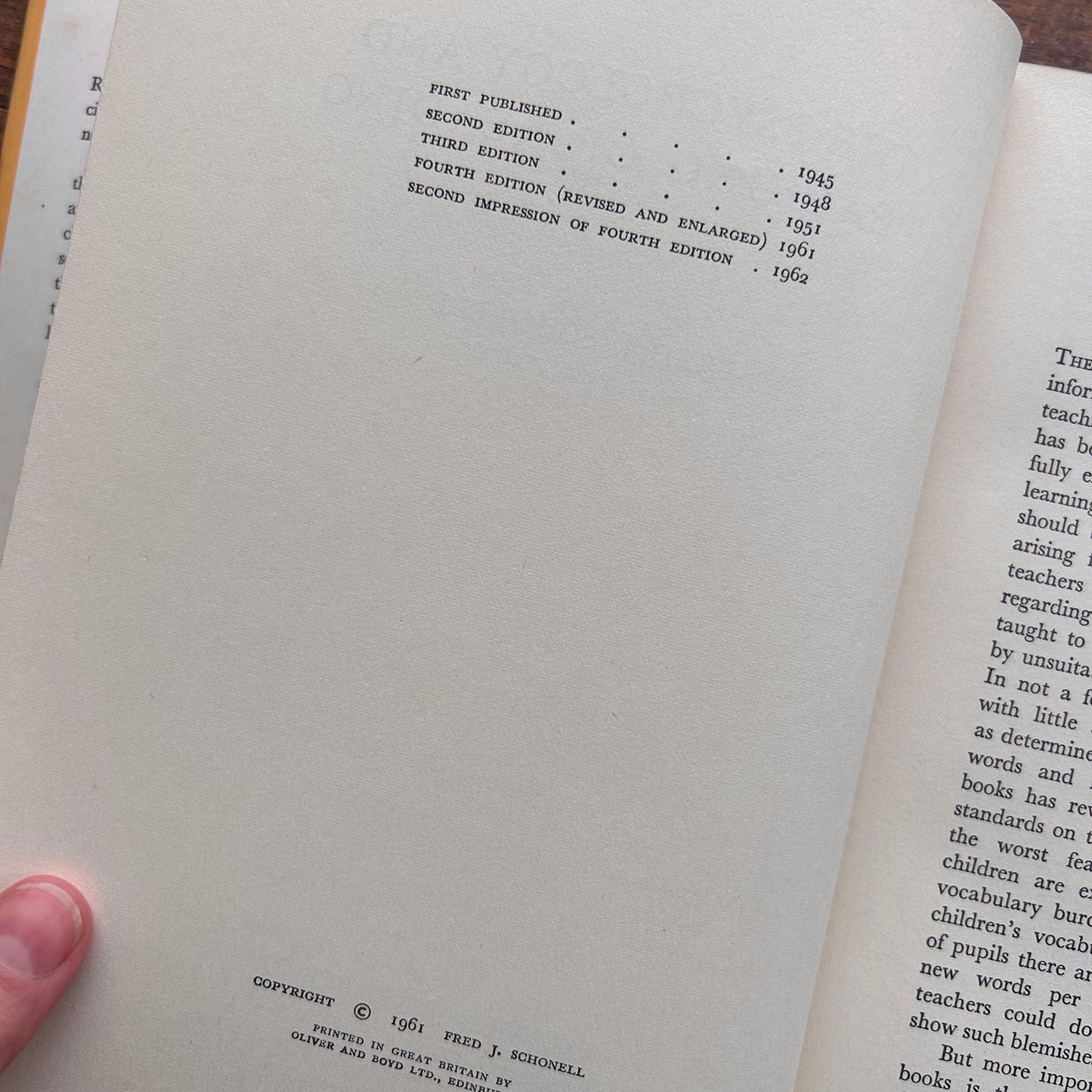 The Psychology and Teaching of Reading  Fred J. Schonell - 1962 (Preloved)