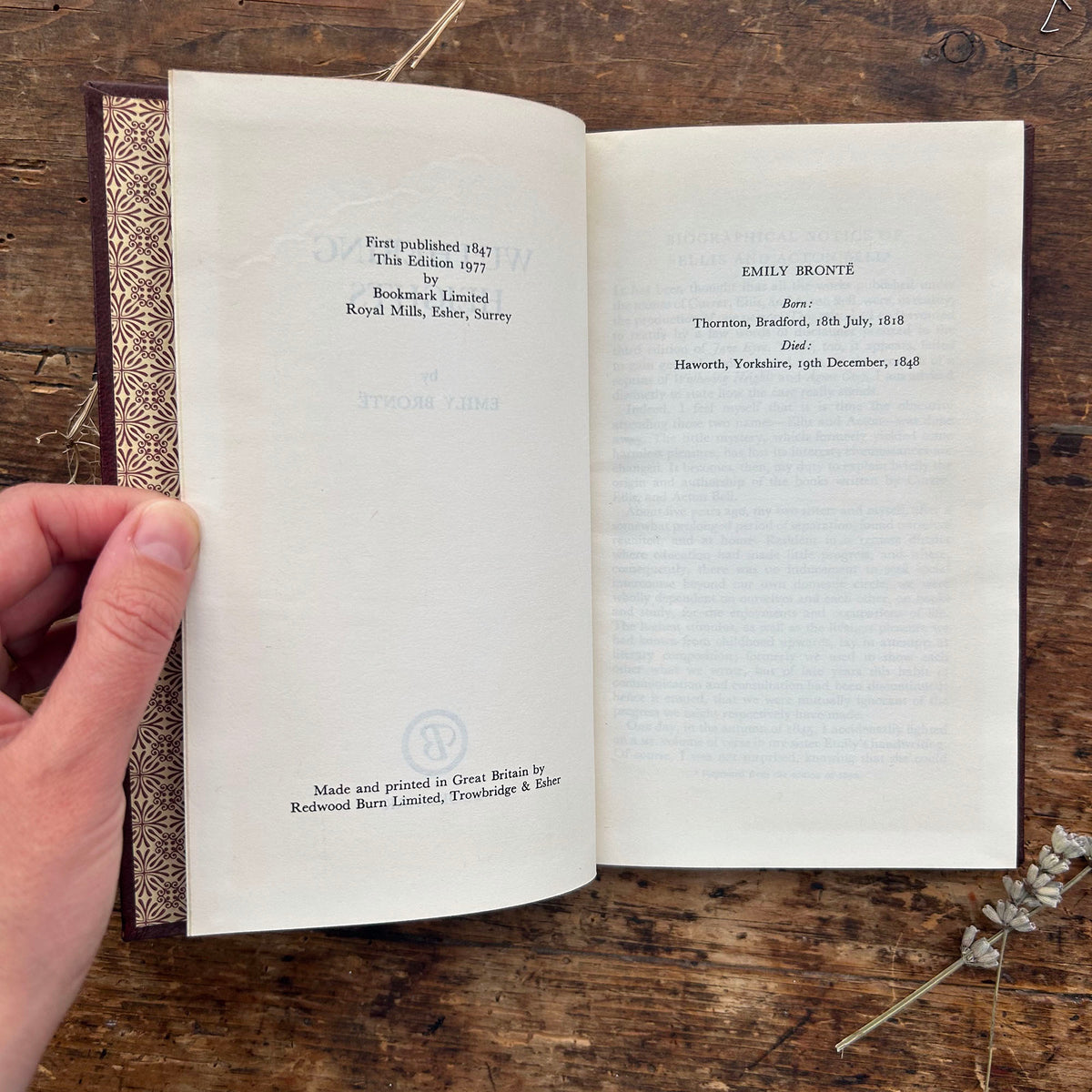 Wuthering Heights - Emily Brontë - Bookmark 1977 (Preloved)