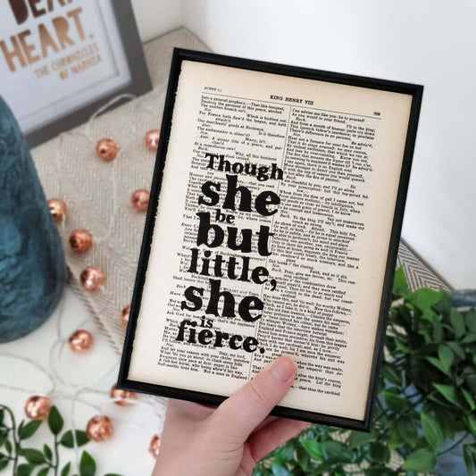Book Print - Though She Be But Little, She Is Fierce - Shakespeare