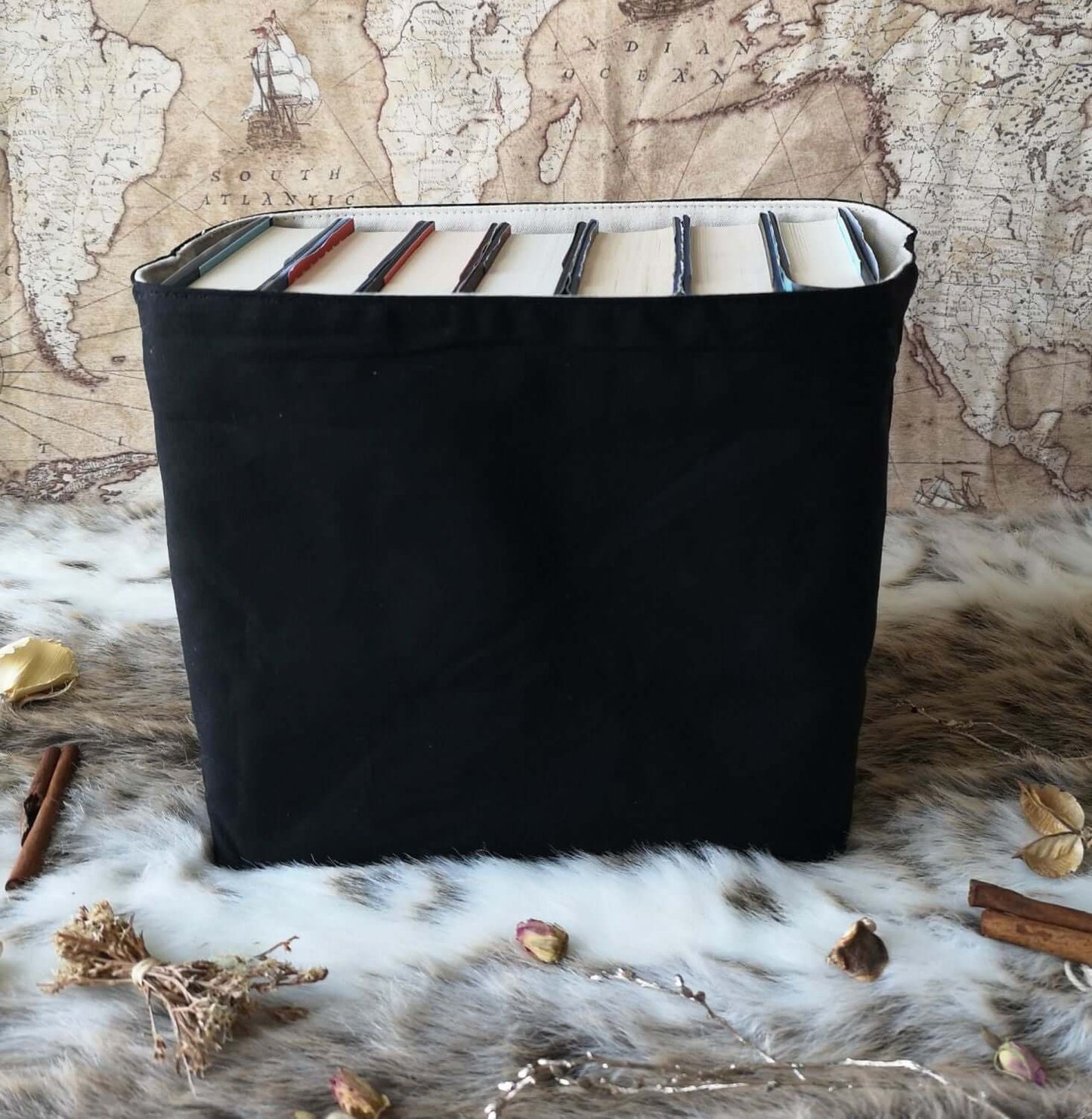 Book Basket / Canvas Organiser - Between The Pages of A Book - Large