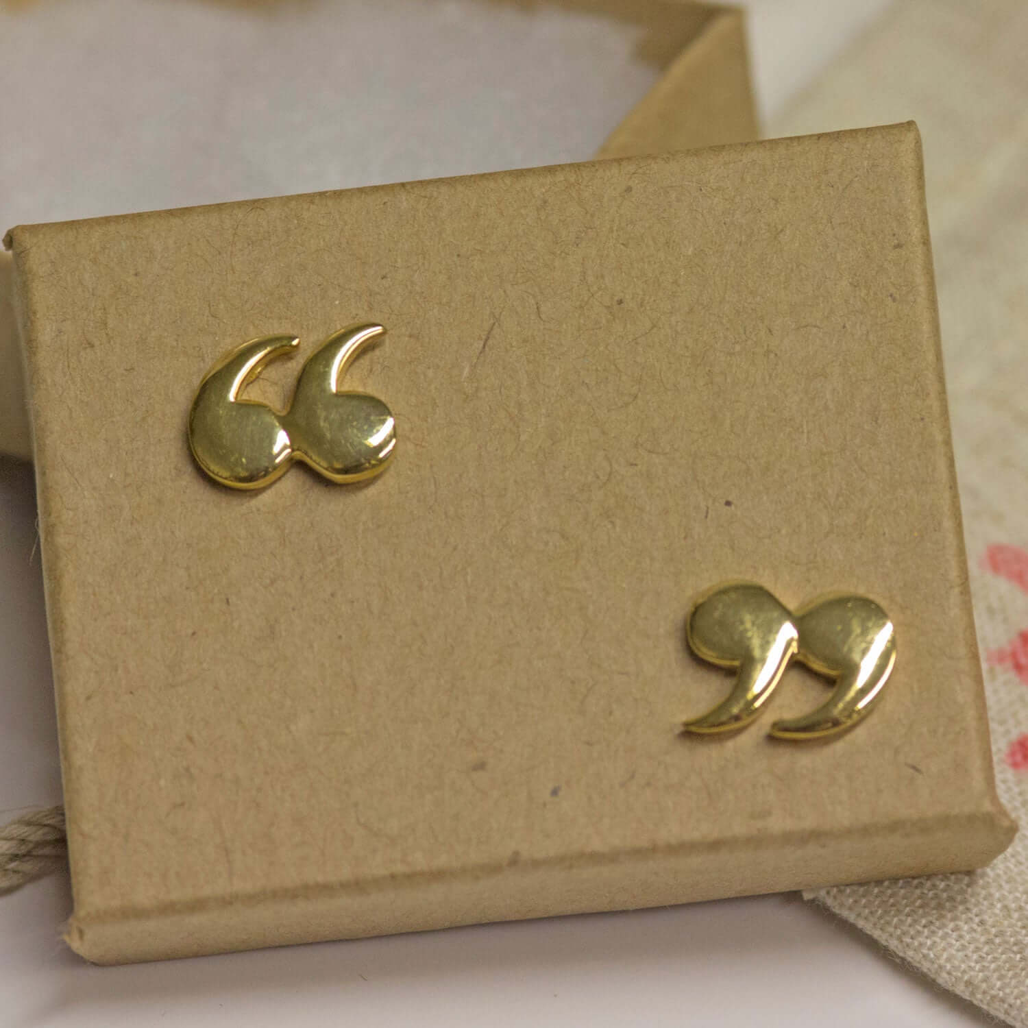 Earrings - Quotation / Speech Marks - Gold - Large