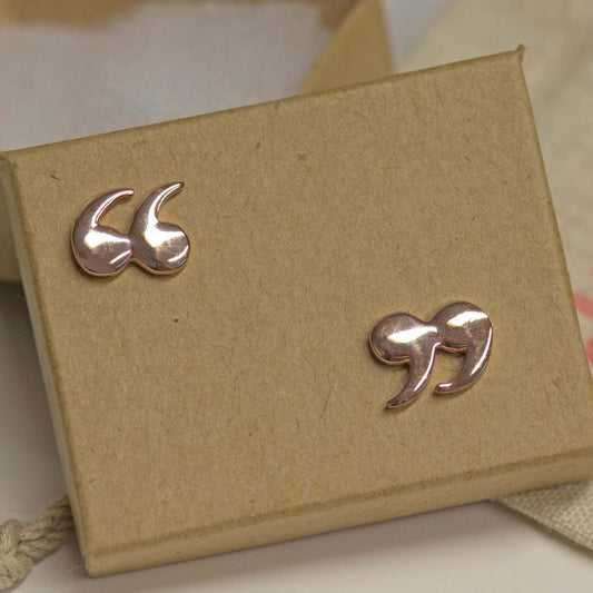 Earrings - Quotation / Speech Marks - Rose Gold - Large