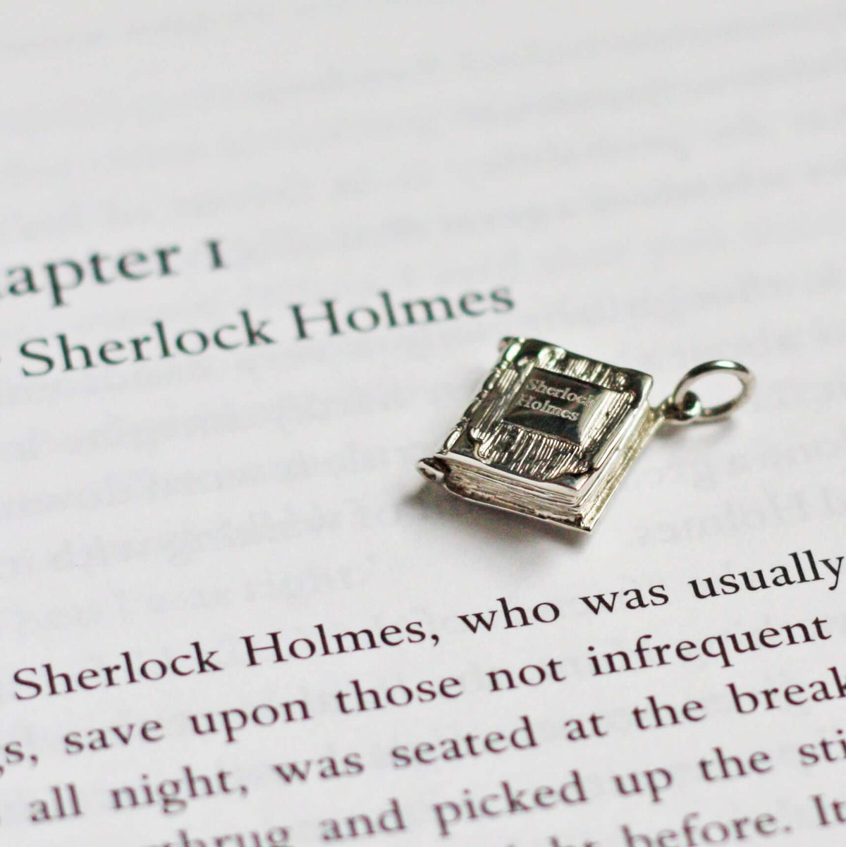 Book Charm Locket / Pendant - Silver - Sherlock Holmes